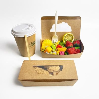 OEM Pizza Packaging Box Biodegradable Food Takeaway Kraft Paper Bowls