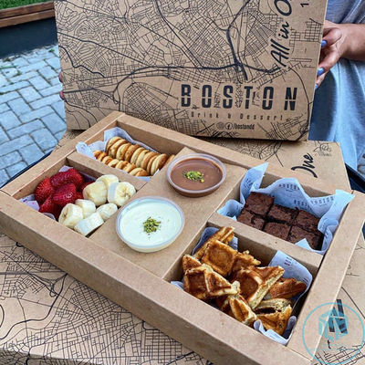 Custom Printing Kraft Paper Packaging Box Food Catering Box for Salad Fries Cookies